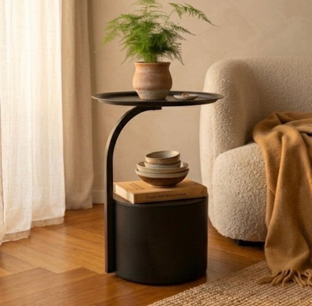Black Side Table | 18.9" Height | Sofa Side Table | Minimalist Style