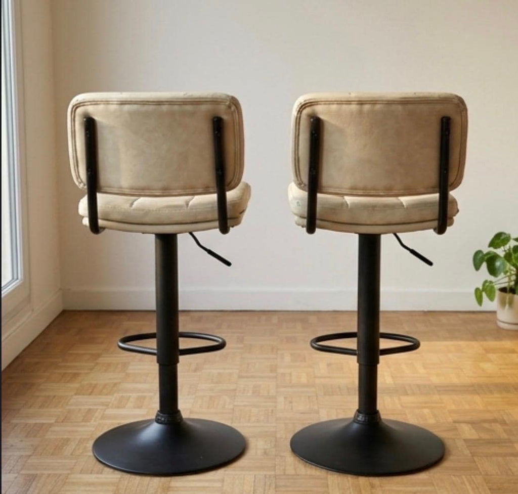 Gray Quilted Swivel Bar Stool | 32" Height | Home Bar Chair | Modern Style