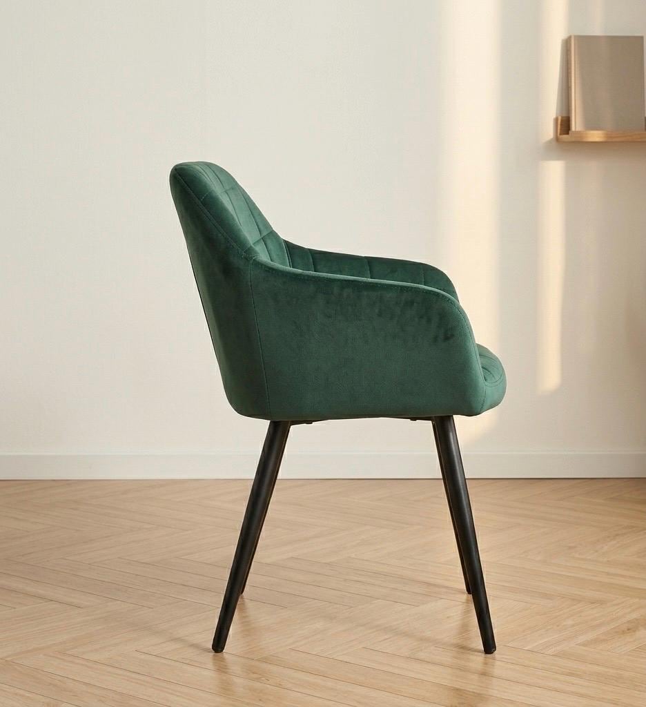 Set of 2 Green Accent Chairs | 32.7" Height | Kitchen Island Counter Seat | Scandinavian Style
