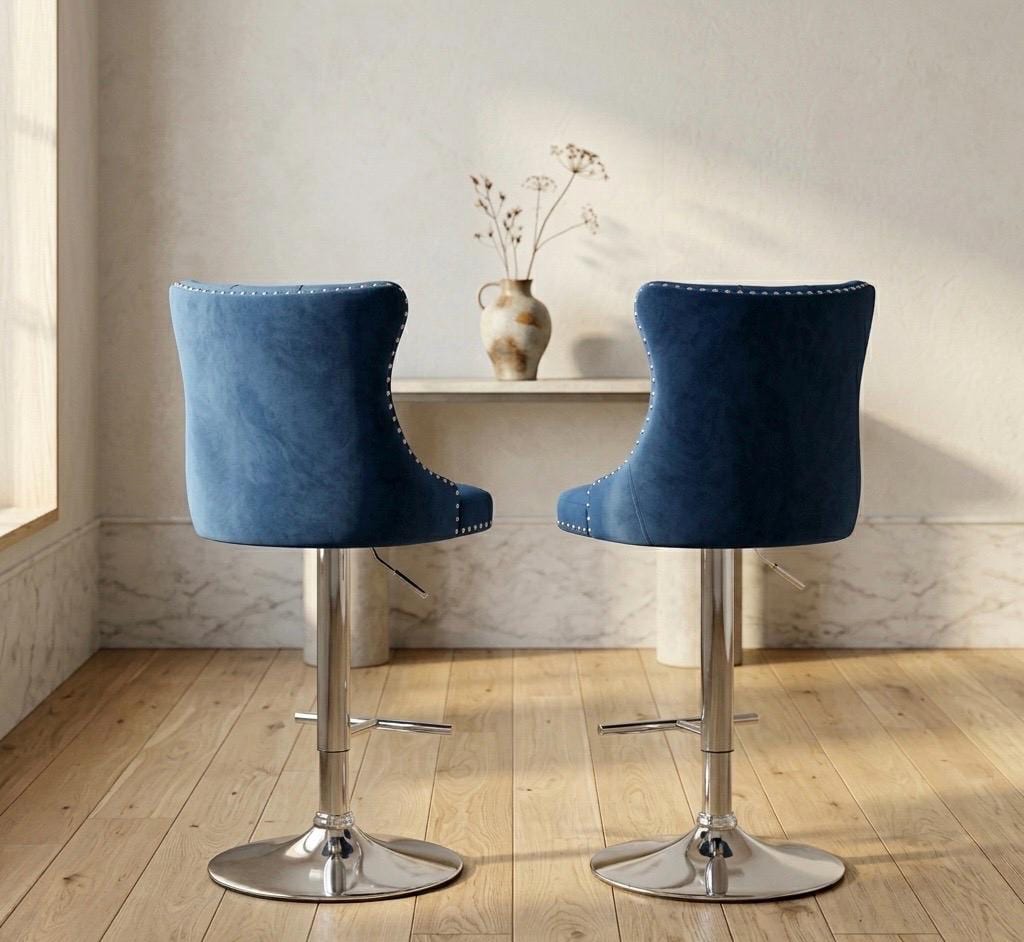 Set of 2 Blue Swivel Bar Stools | 33