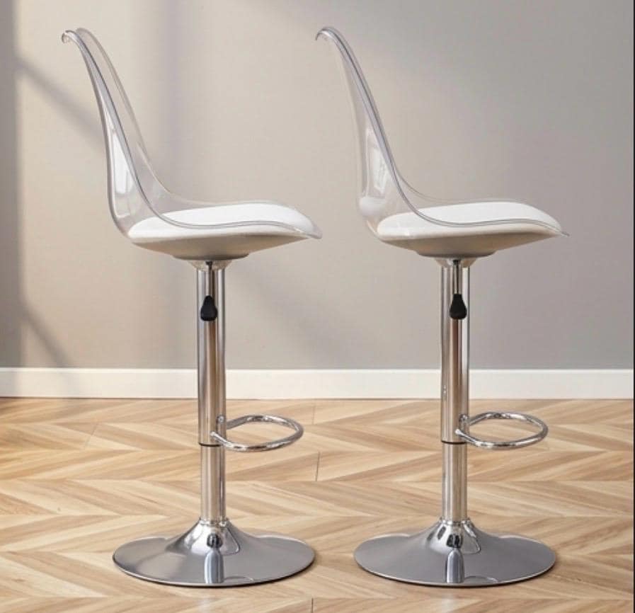 Set of 2 Black Bar Stools | 24-31" Height | Home Bar Chair | Minimalist Style