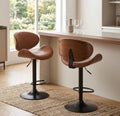 Cognac Swivel Bar Stool | 31" Height | Home Bar Chair | Mid Century Style
