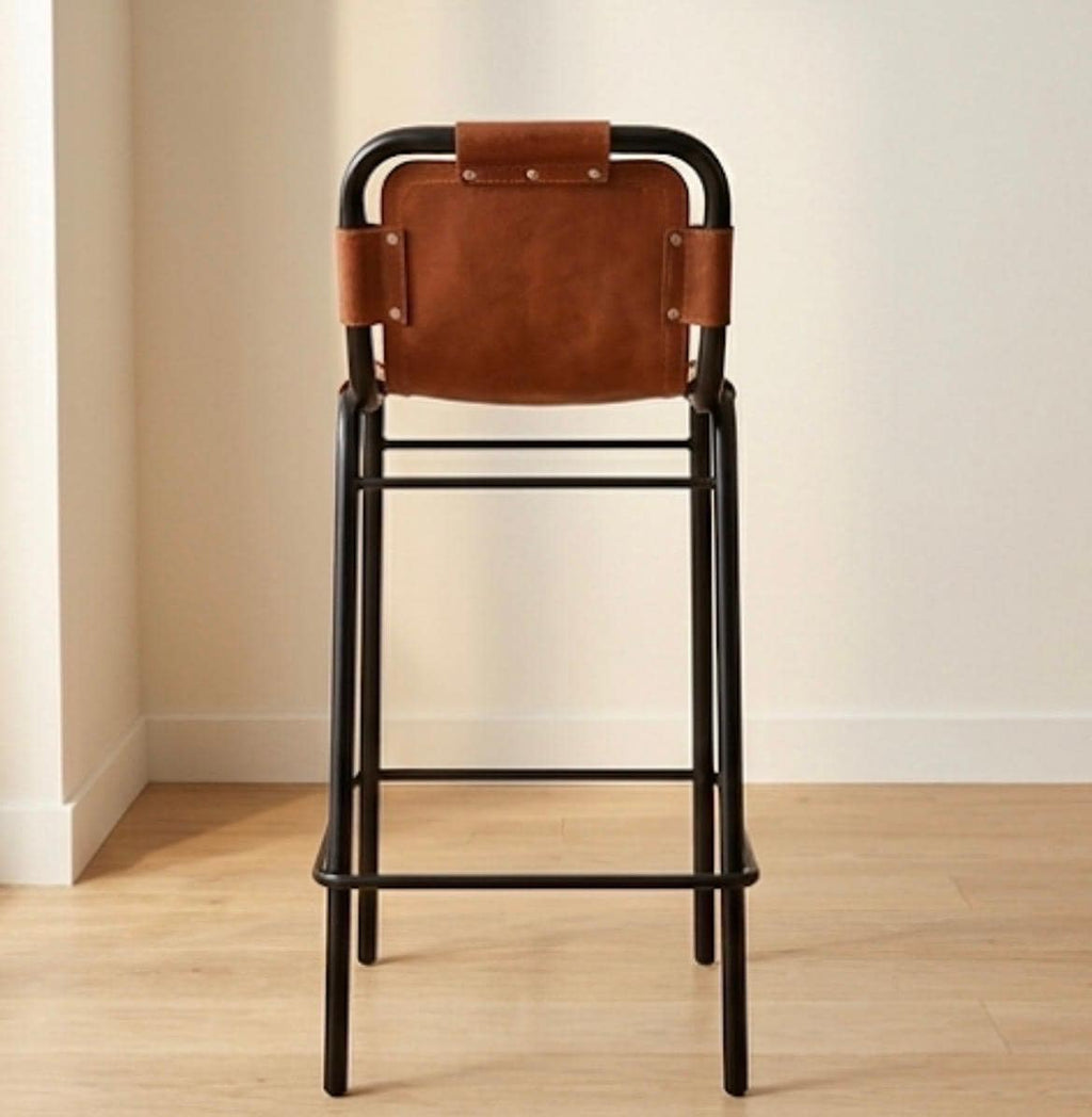 Set of 2 Brown Bar Stools | 29.9" Height | Kitchen Island Counter Seat | Industrial Style