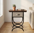 Walnut Side Table | 21" Height | Living Room Accent Table | Industrial Style