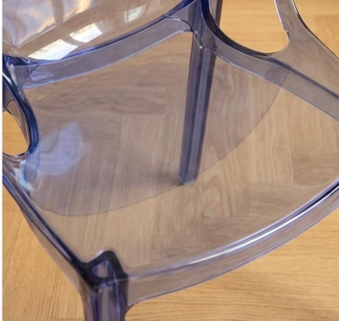 Set of 2 Blue Transparent Ghost Dining Chairs | 32.3" Height | Dining Room Seat | Minimalist Style