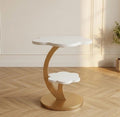 White Floral Side Table | 24" Height | Living Room Accent Table | Modern Style