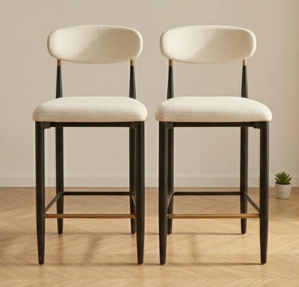 Set of 2 Cream Bar Stools | 29.5" Height | Home Bar Chair | Modern Style