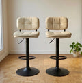 Gray Quilted Swivel Bar Stool | 32" Height | Home Bar Chair | Modern Style