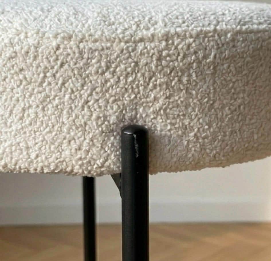 Set of 2 White Sherpa Counter Stools | 25.6" Height | Kitchen Island Counter Seat | Modern Style