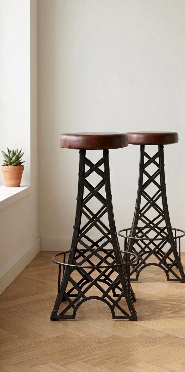 Brown Eiffel Tower Bar Stool | 30" Height | Kitchen Island Counter Seat | Industrial Style