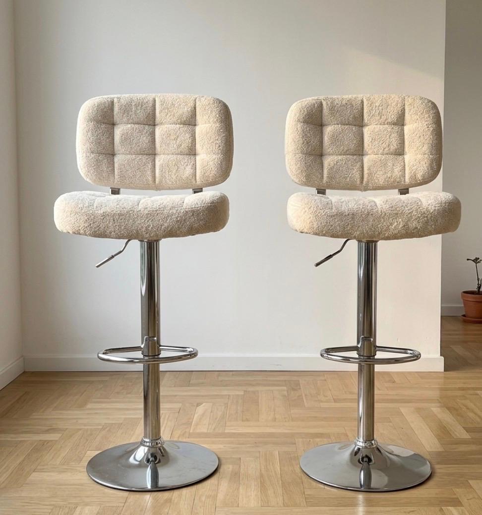 Gray Tufted Bar Stool | 34