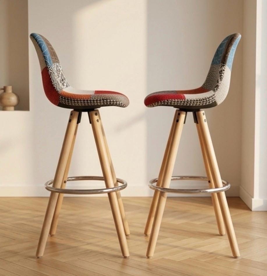 Patchwork Bar Stool | 29.5" Height | Kitchen Island Counter Seat | Boho Style