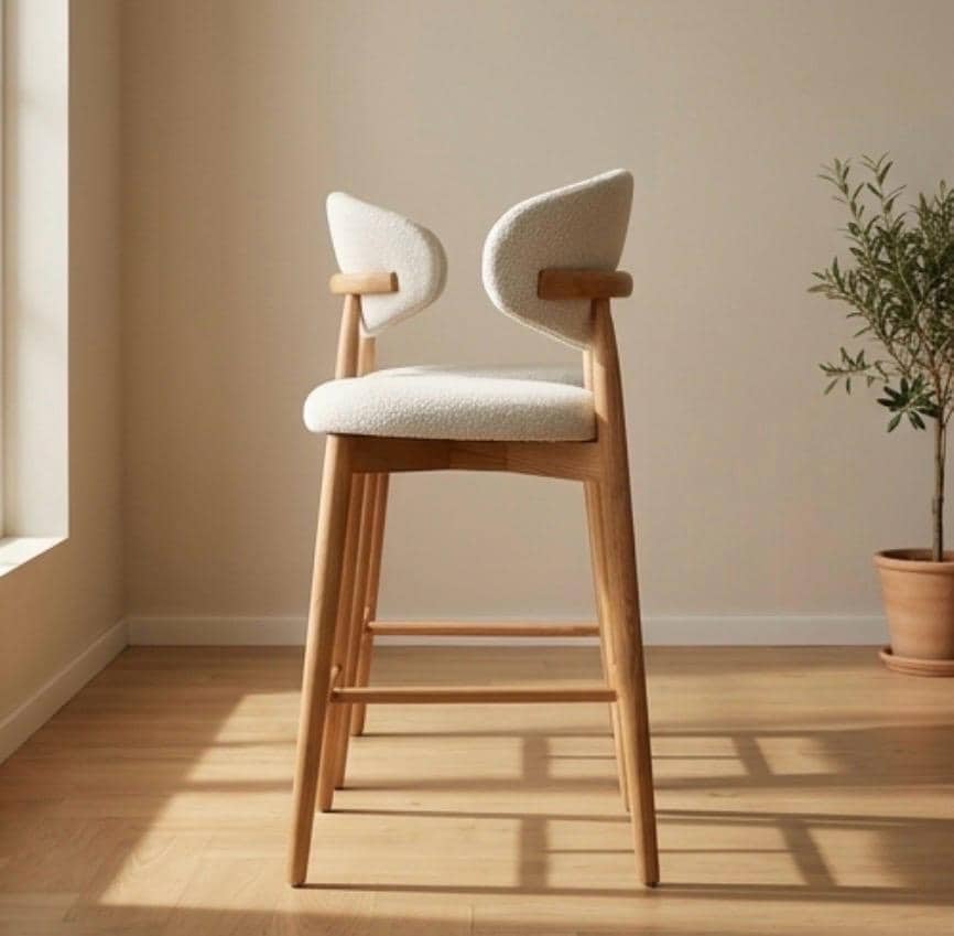 Set of 2 Warm Wood Counter Stools | 27" Height | Kitchen Island Counter Seat | Scandinavian Style