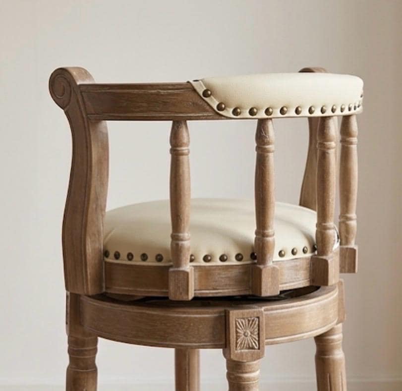Set of 2 Cream Bar Stools | 29.5" Height | Kitchen Island Counter Seat | French Vintage Style