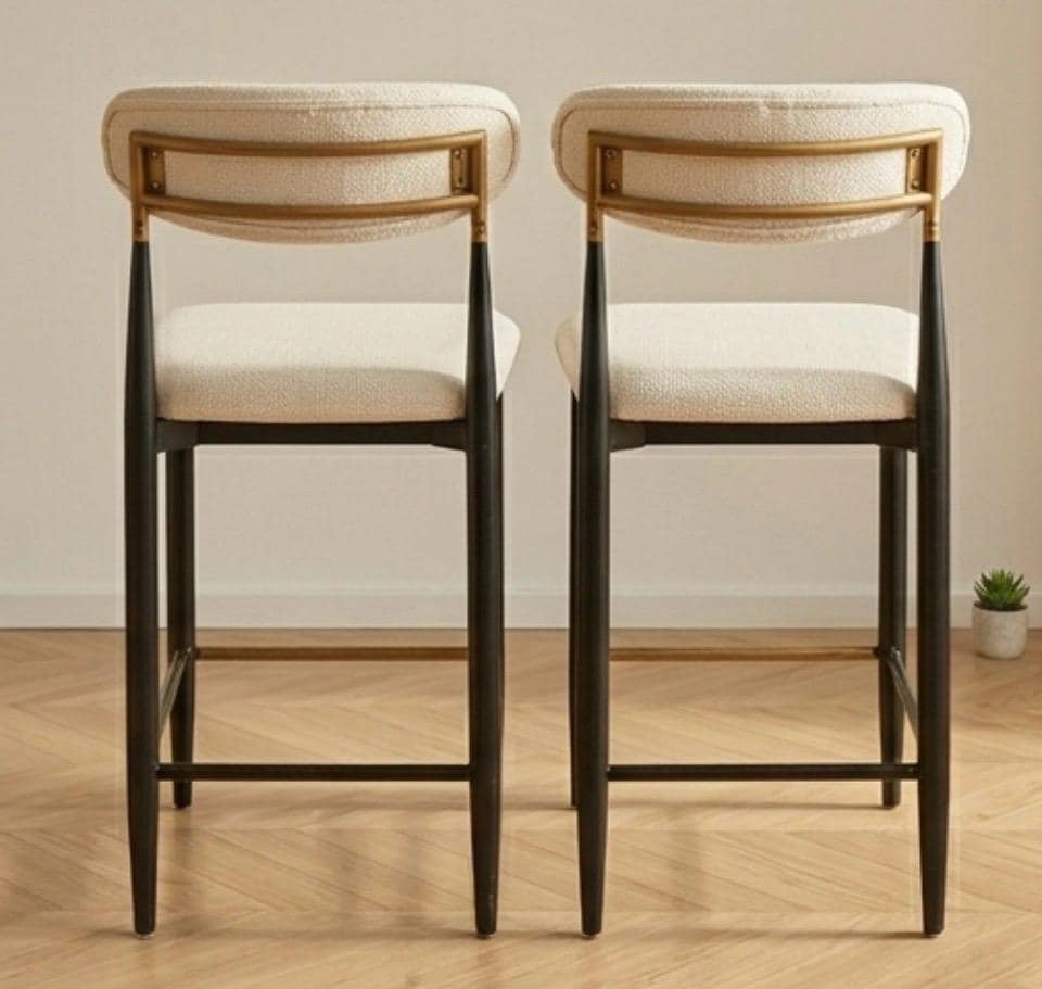 Set of 2 Cream Bar Stools | 29.5" Height | Home Bar Chair | Modern Style