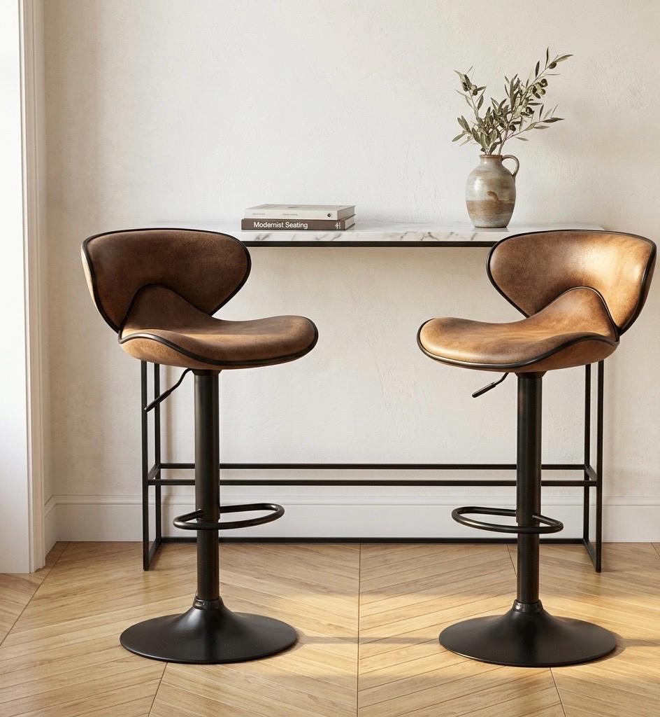 Rustic Brown Bar Stool | 33.5" Height | Home Bar Chair | Industrial Style
