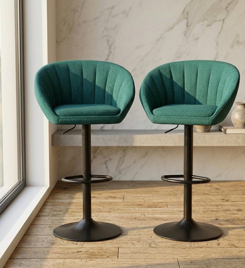 Black Swivel Bar Stool | 31.5" Height | Kitchen Island Counter Seat | Modern Style