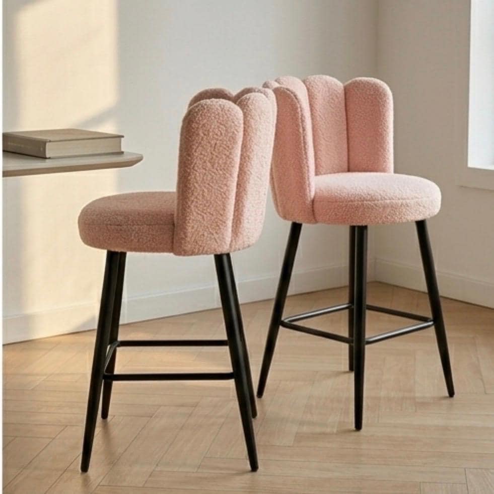 Pink Shell Bar Stool | 26" Height | Kitchen Island Counter Seat | Contemporary Style
