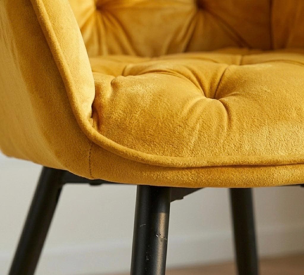 Set of 4 Yellow Dining Chairs | 32.7" Height | Dining Room Seat | Modern Style