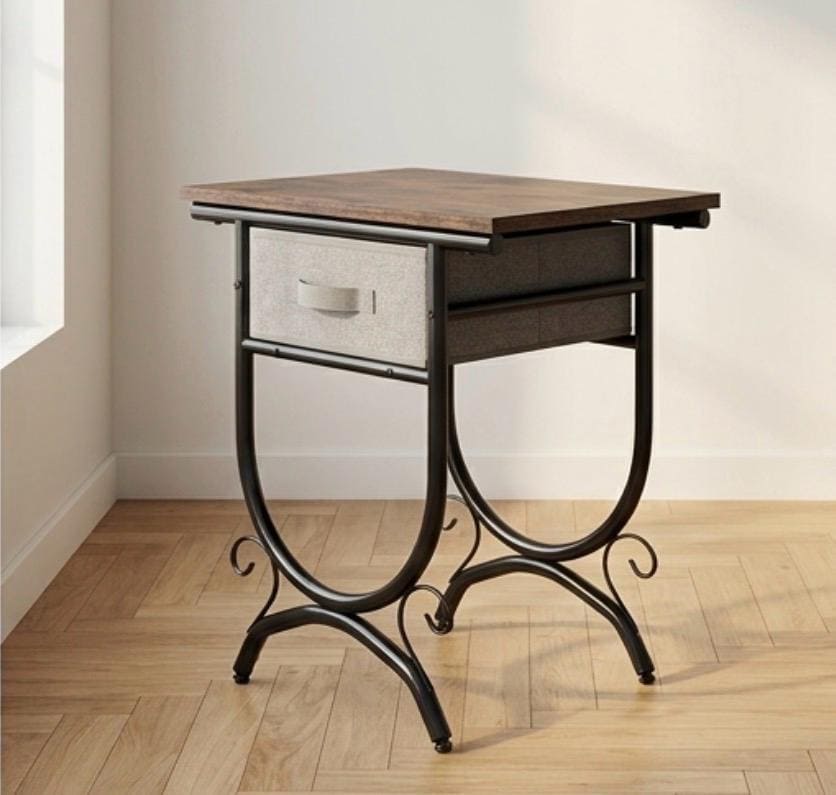 Walnut Side Table | 21" Height | Living Room Accent Table | Industrial Style