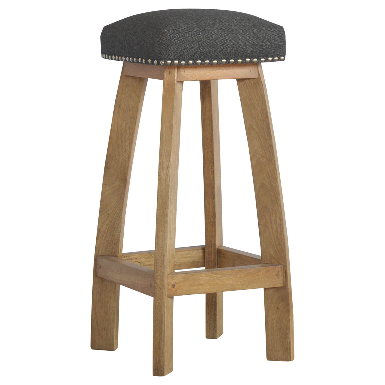 Tabouret noir tweed clouté