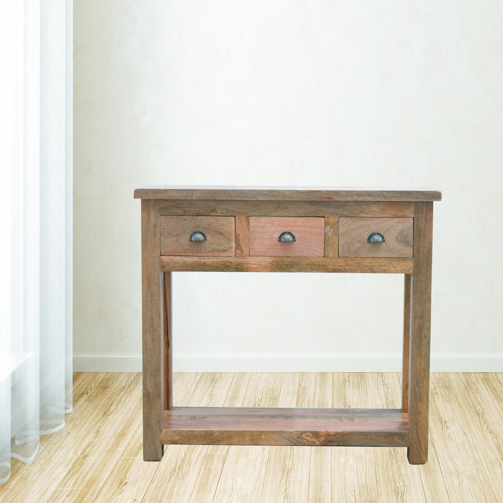 Console d'Entrée Étroite 3 Tiroirs Manguier