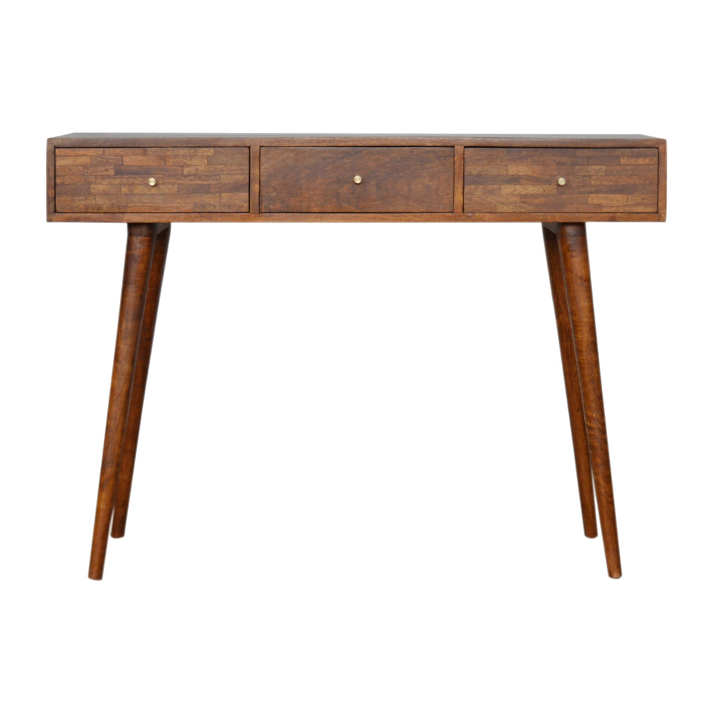 Console 3 Tiroirs Motifs Assortis Châtaigne