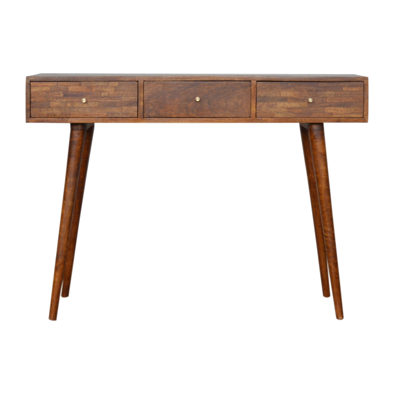 Console 3 Tiroirs Motifs Assortis Châtaigne