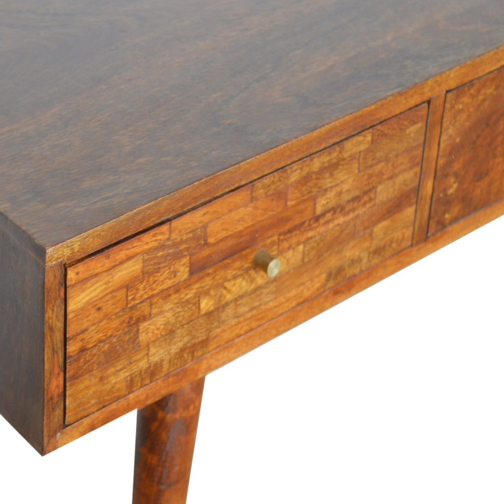 Console 3 Tiroirs Motifs Assortis Châtaigne