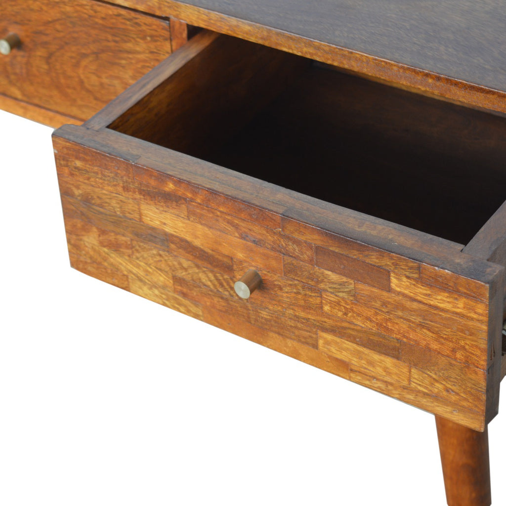 Console 3 Tiroirs Motifs Assortis Châtaigne