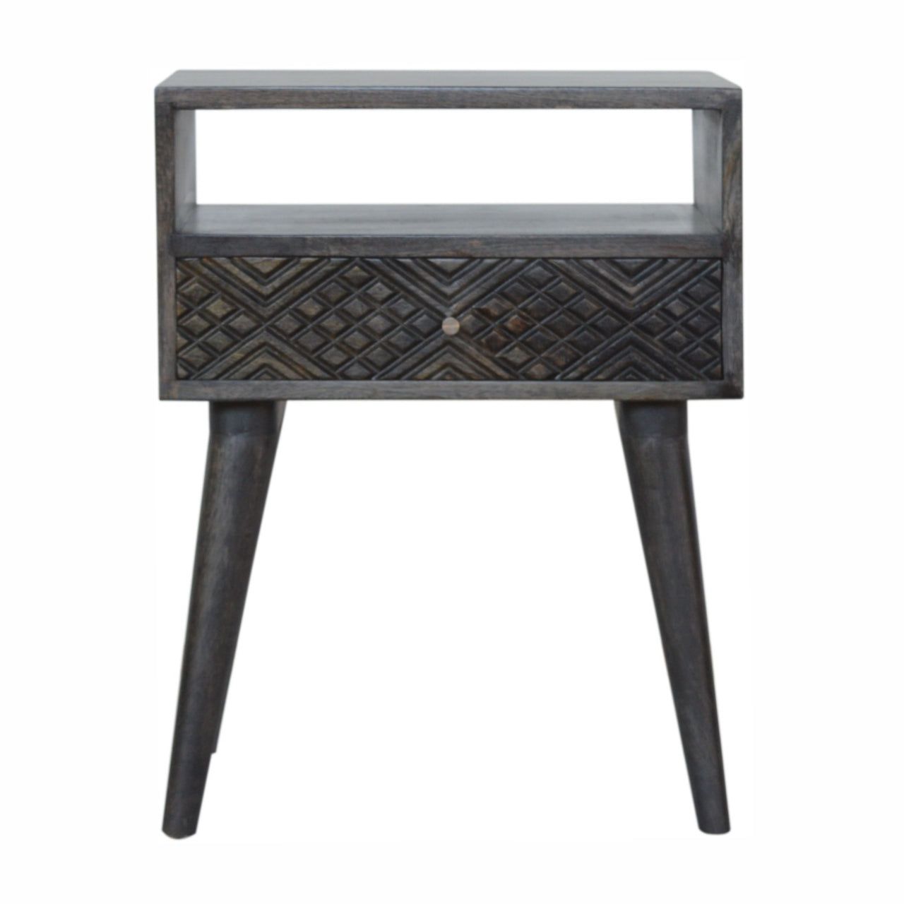 Table de chevet Ash noir sculpté tiroir