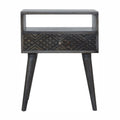 Table de chevet Ash noir sculpté tiroir