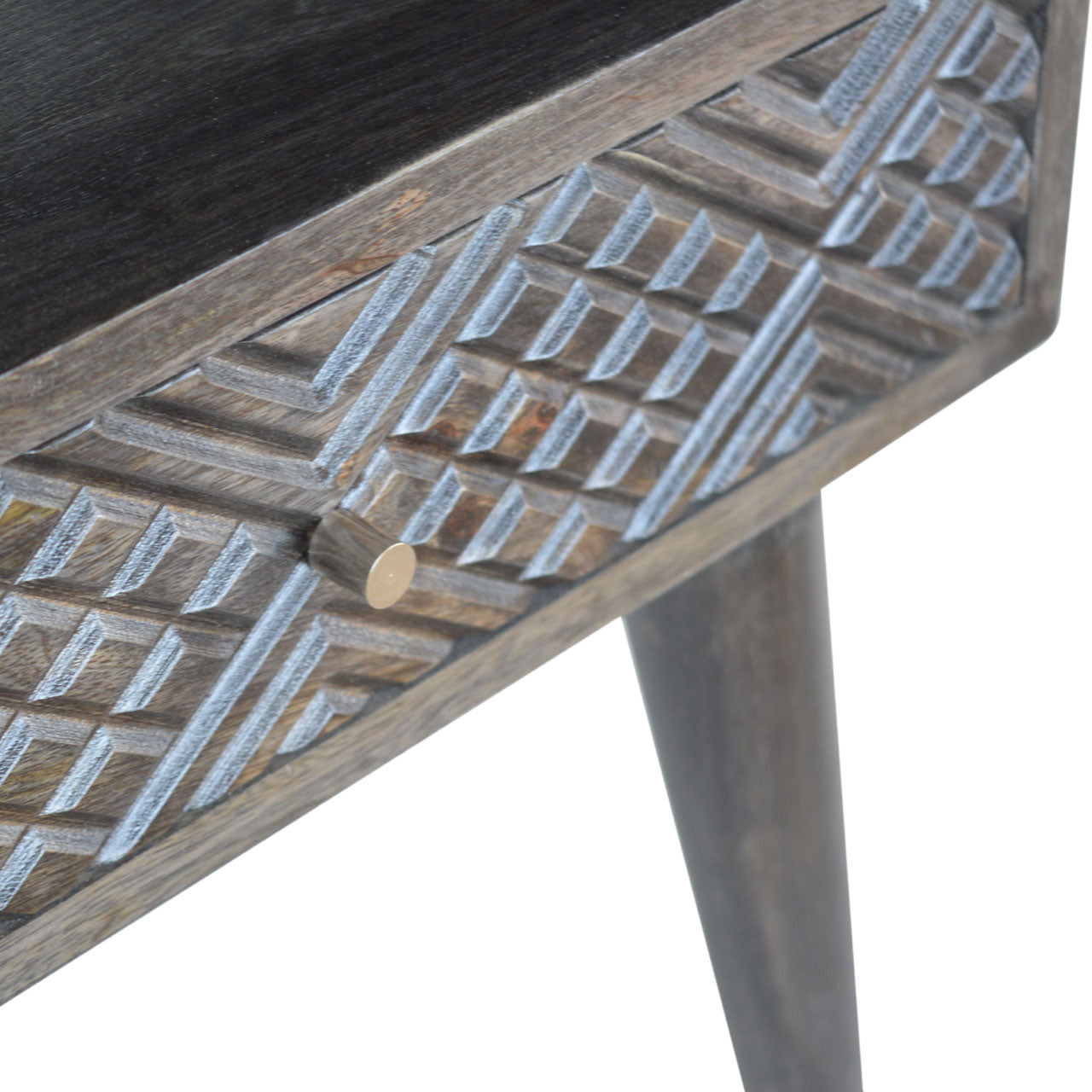 Table de chevet Ash noir sculpté tiroir