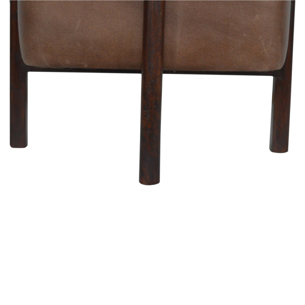 Repose-pieds marron massif cuir