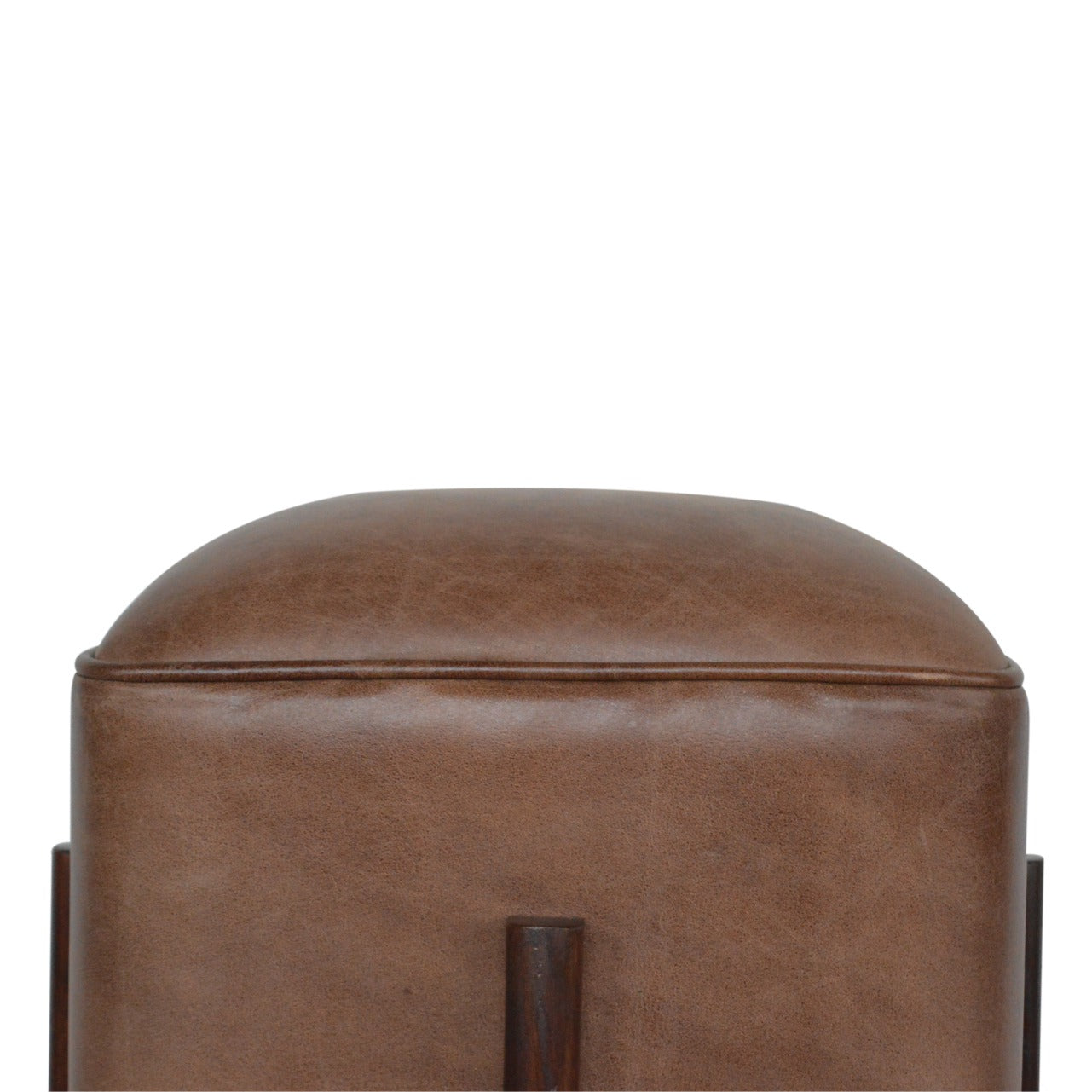 Repose-pieds marron massif cuir