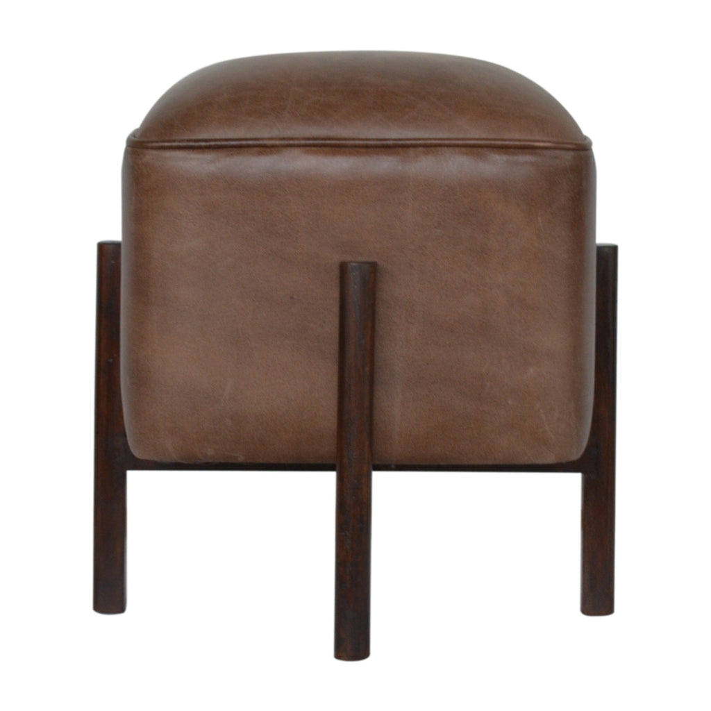 Repose-pieds marron massif cuir