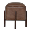 Repose-pieds marron massif cuir