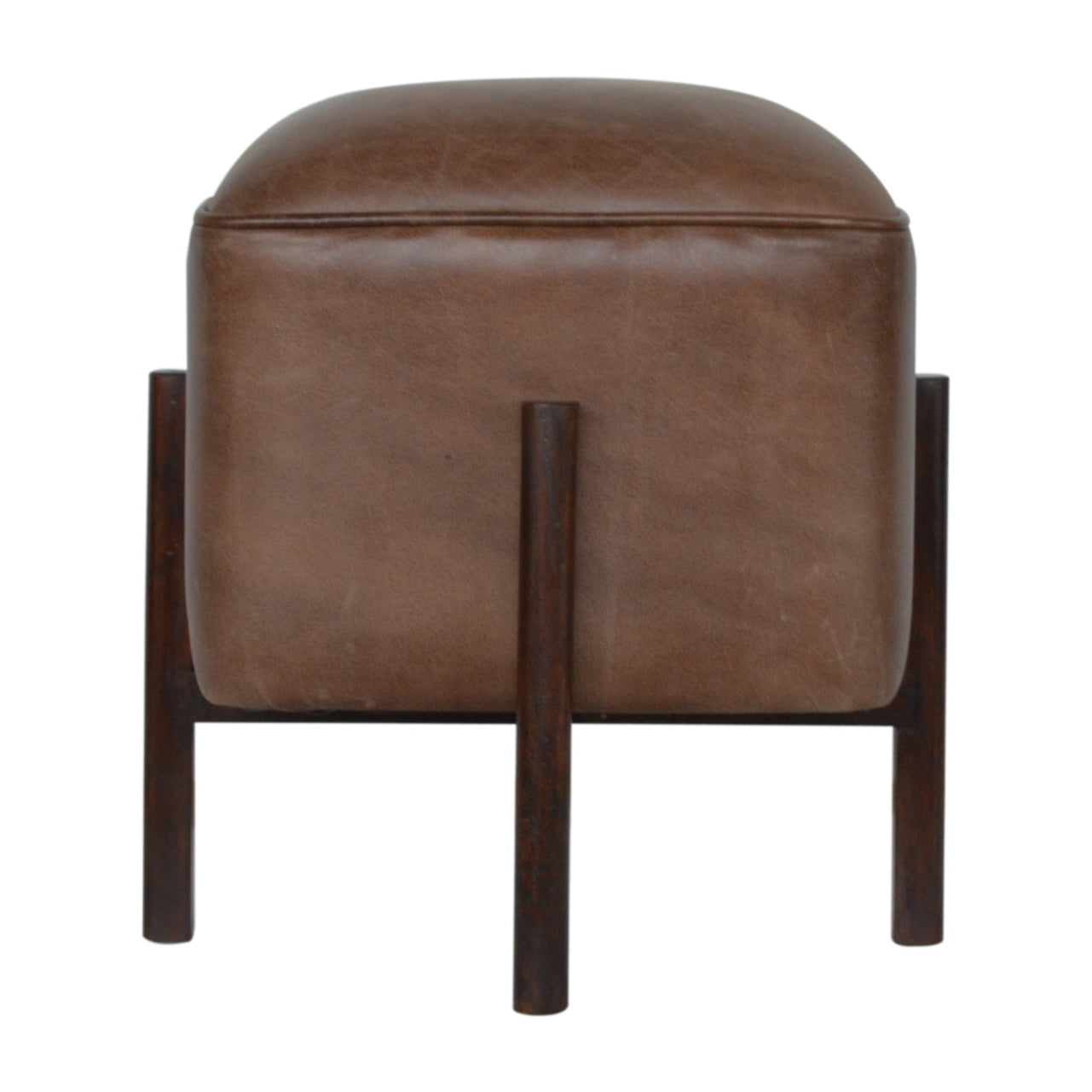Repose-pieds marron massif cuir