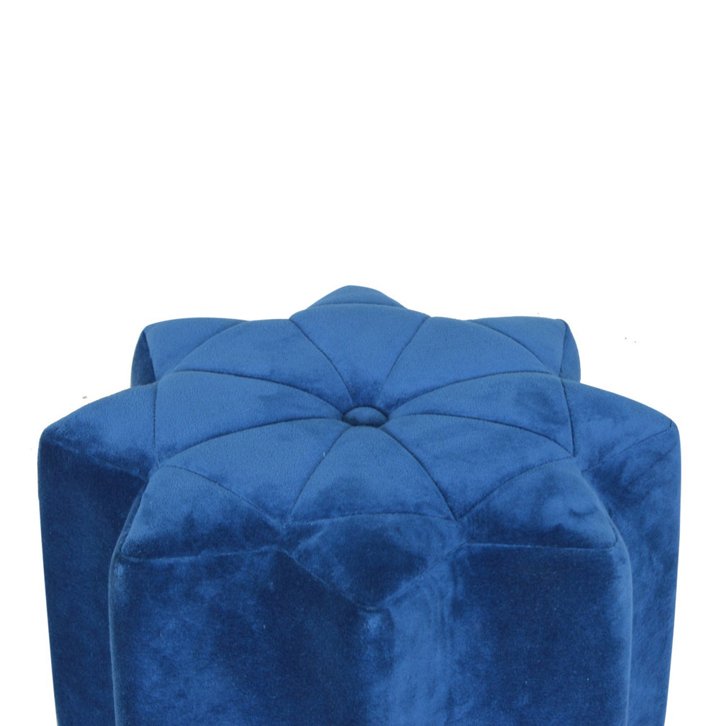 Repose-pieds bleu velours Star