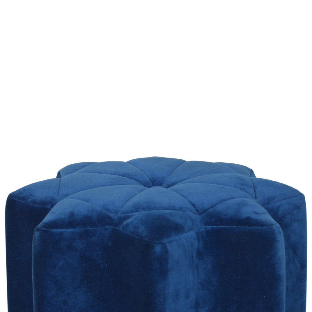 Repose-pieds bleu velours Star