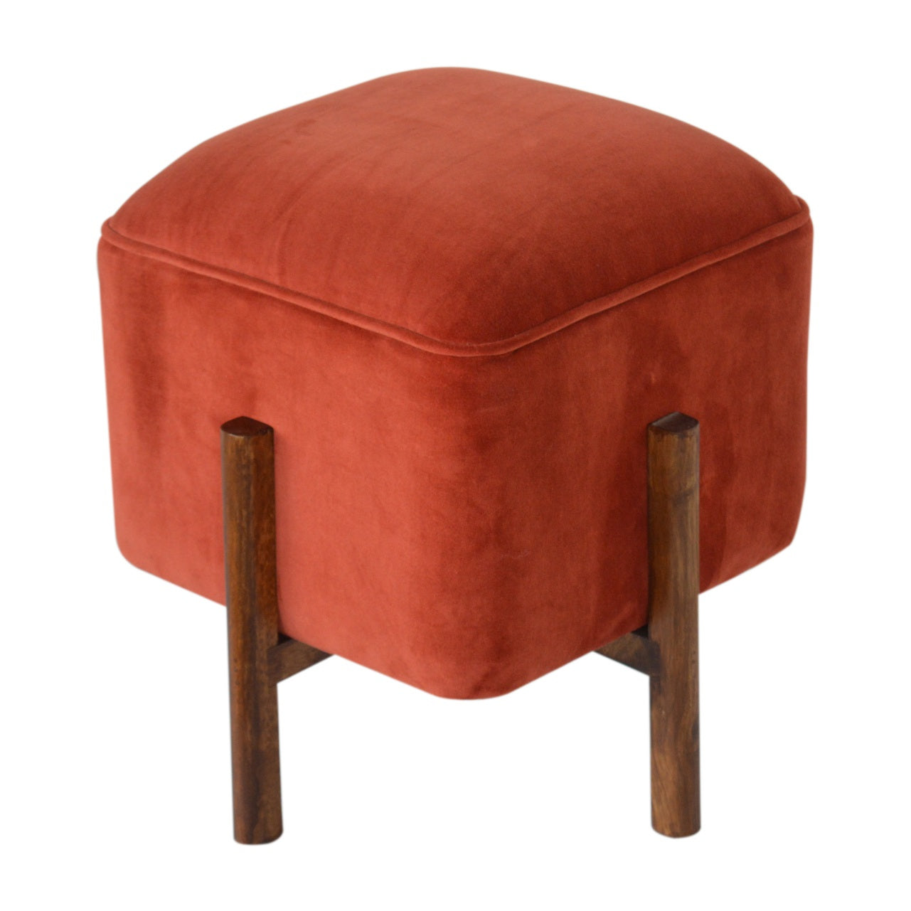 Repose-pieds Brick velours massif bois