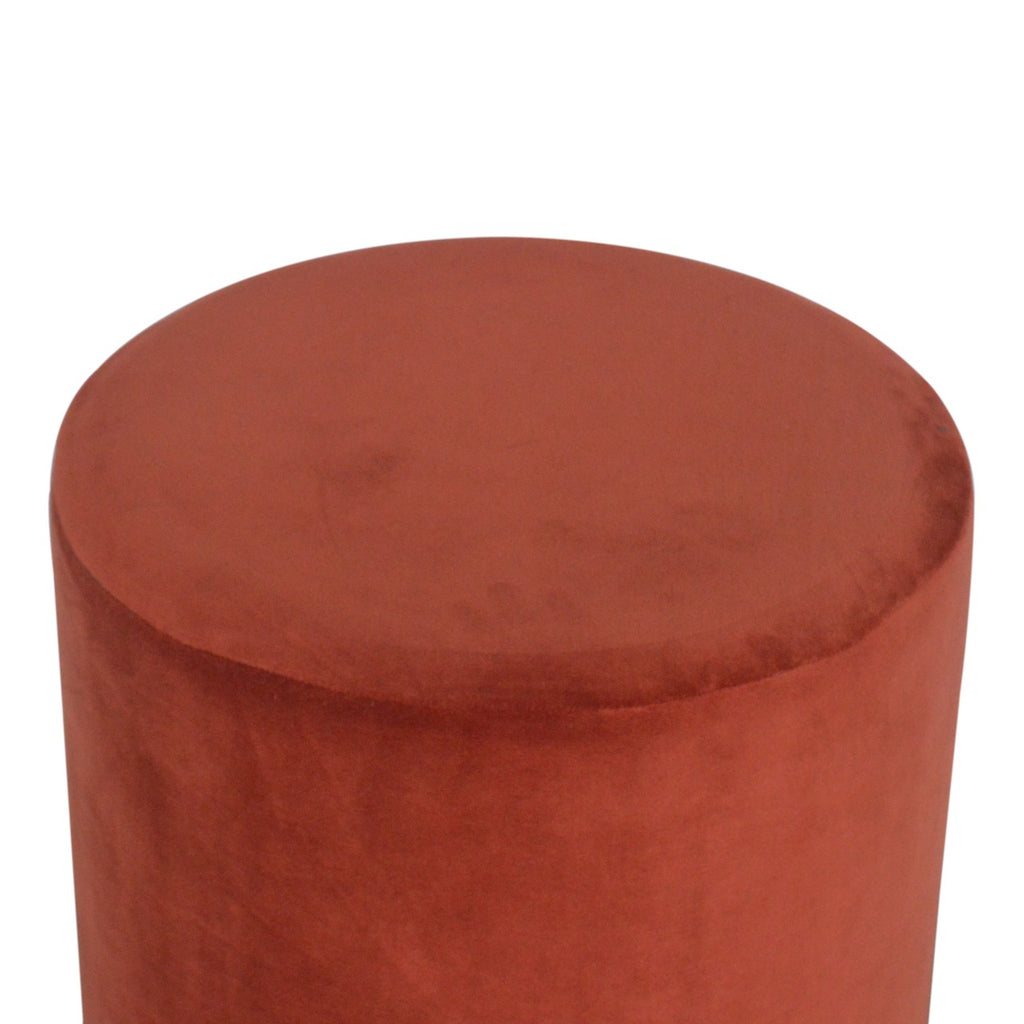 Repose-pieds Rouge Brique velours doré