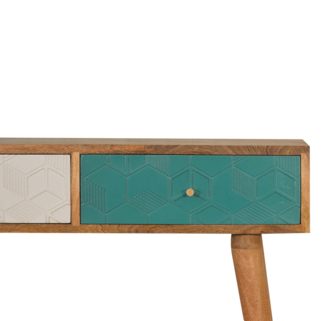 Console Acadia bleu canard & blanc
