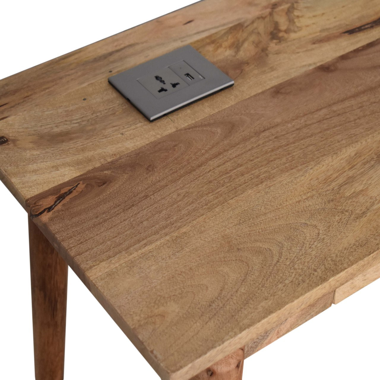 Bureau 2 Tiroirs Style Scandinave avec Passe-Câbles