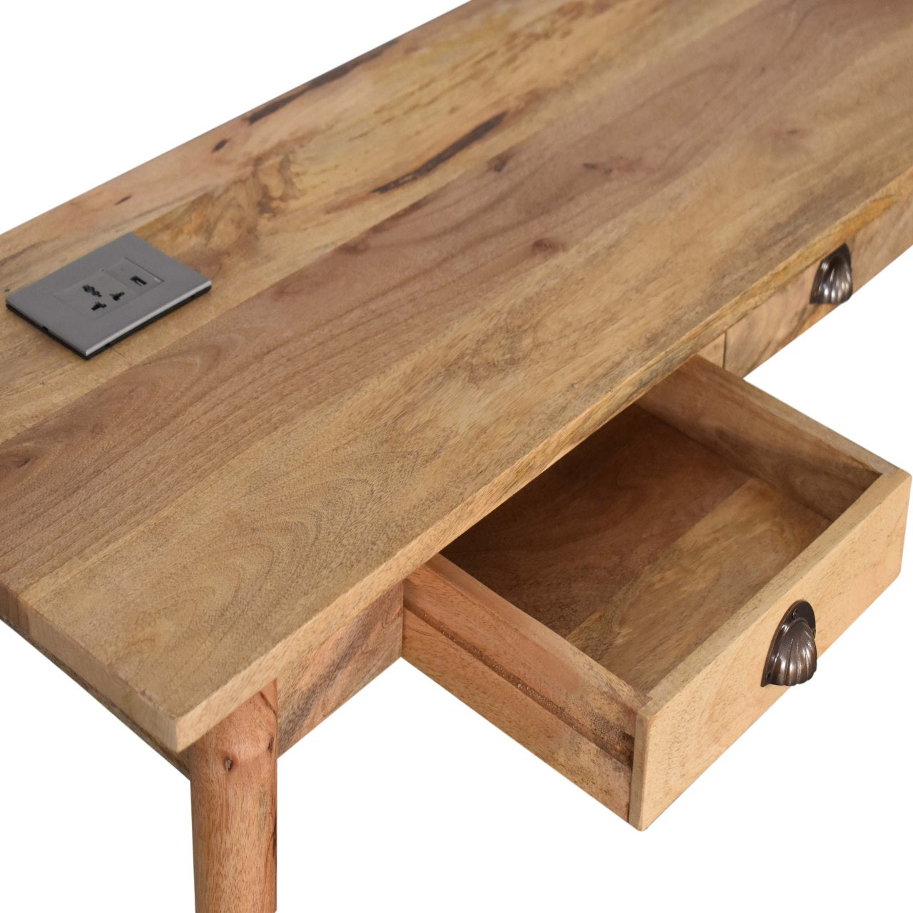 Bureau 2 Tiroirs Style Scandinave avec Passe-Câbles