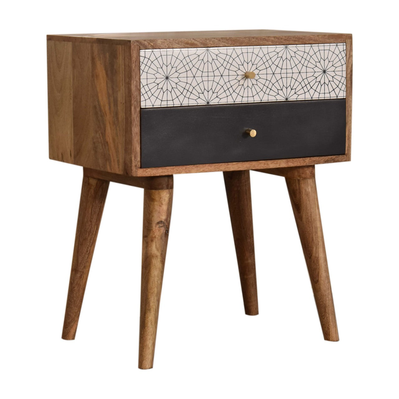 Table de chevet noir à motifs