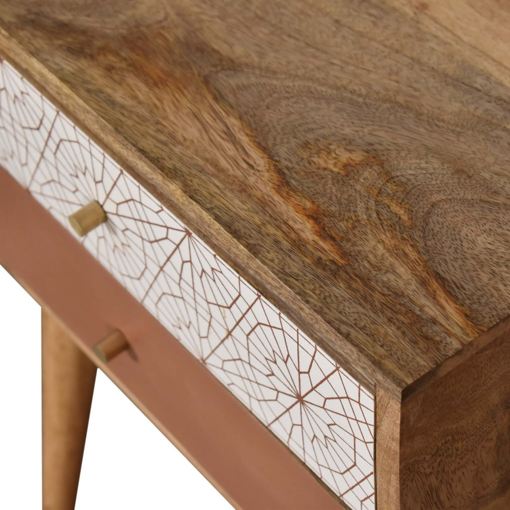 Table de chevet Rouge Brique à motifs