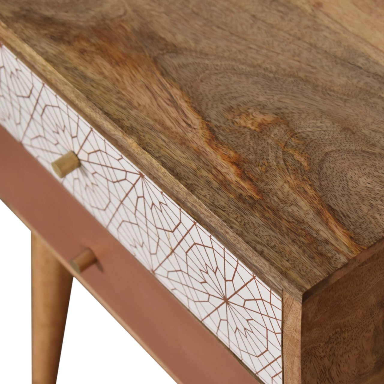 Table de chevet Rouge Brique à motifs