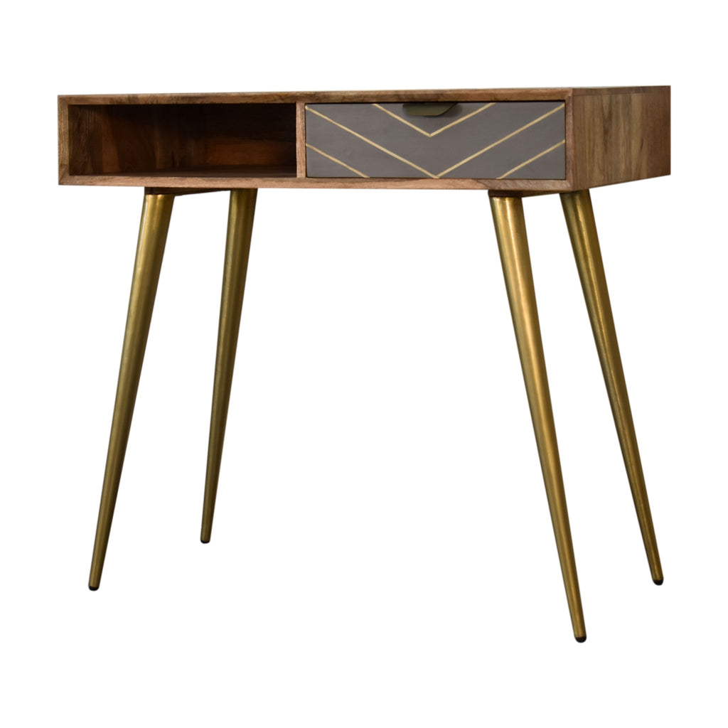Bureau ciment laiton passe-câbles