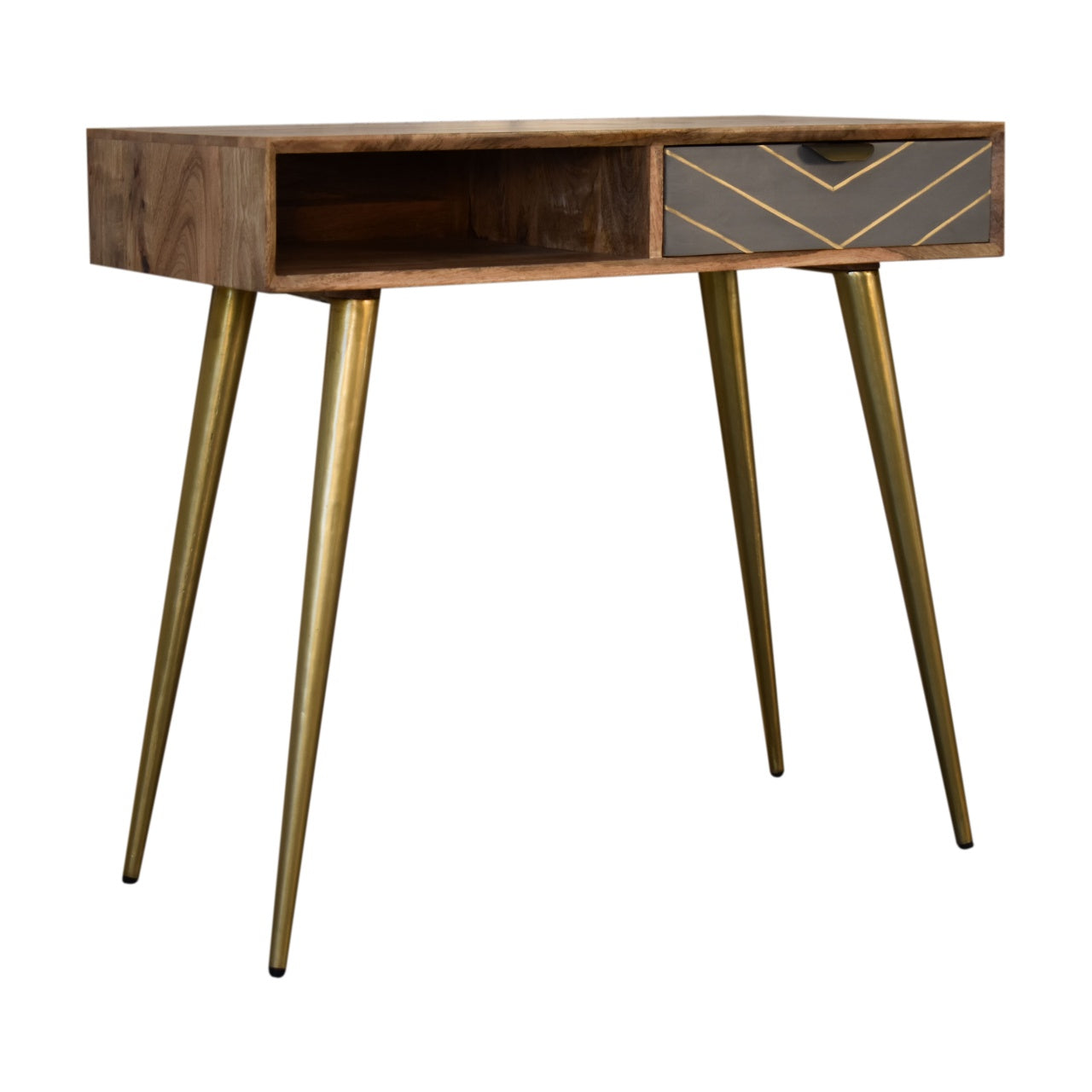 Bureau ciment laiton passe-câbles